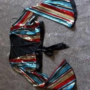 Wow Couture sequin tie front cropped top